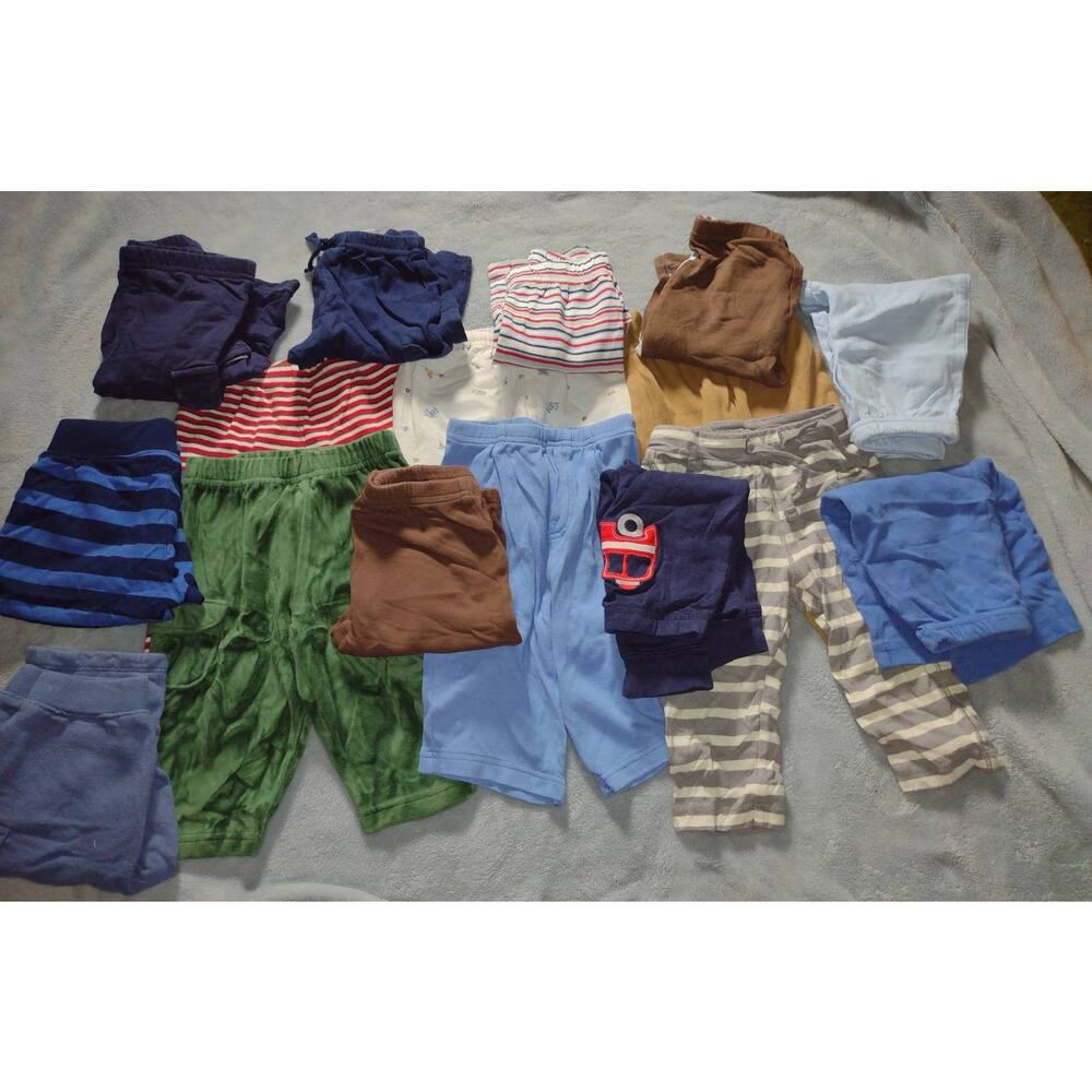 Lot Of 16 Baby Boy Pants Sizes 3-12 months Multi Color